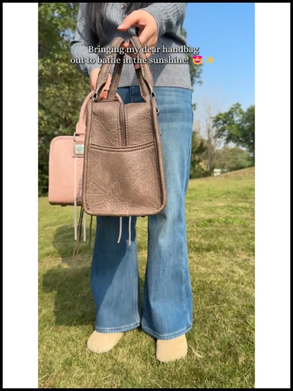 Faux Leather Fringe Tote Bag Crossbody Purse Whipstitch Turquoise Concho